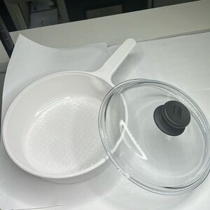 Vintage CORNING VISION White 10” Deep Fryer Fry Pan Skillet 12H w/Pyrex Lid